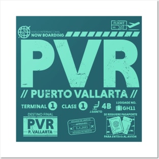 Vintage Puerto Vallarta PVR Airport Code Travel Day Retro Travel Tag Mexico Posters and Art